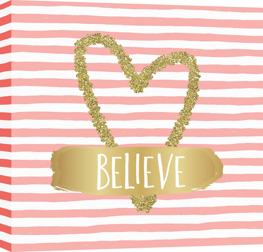 ''Believe in Gold Heart Whimsy'' Printed Wrapped Canvas