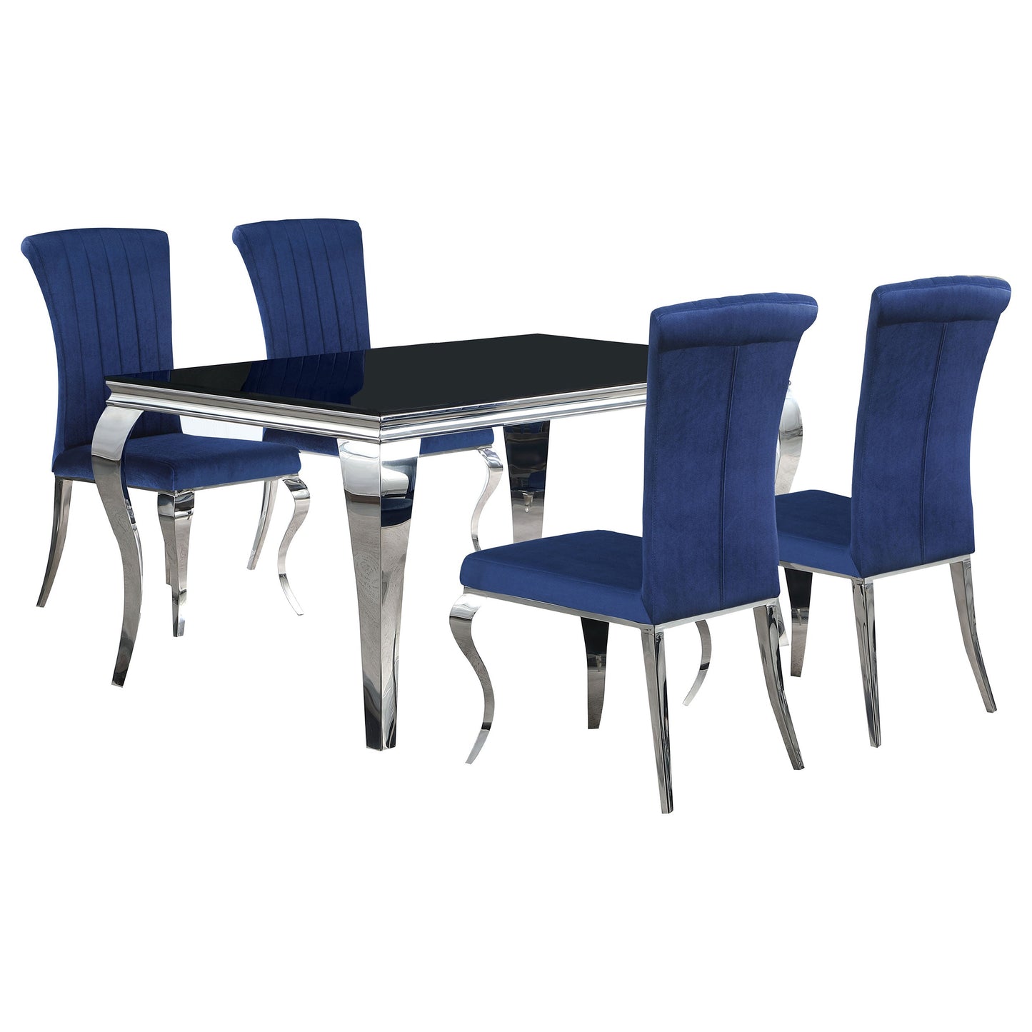 Juego de comedor Carone de 61 pulgadas de vidrio rectangular negro