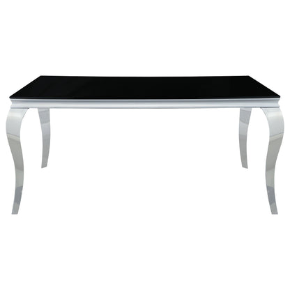 Juego de comedor Carone de 61 pulgadas de vidrio rectangular negro