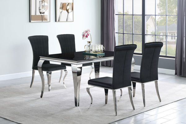 Juego de comedor Carone de 61 pulgadas de vidrio rectangular negro