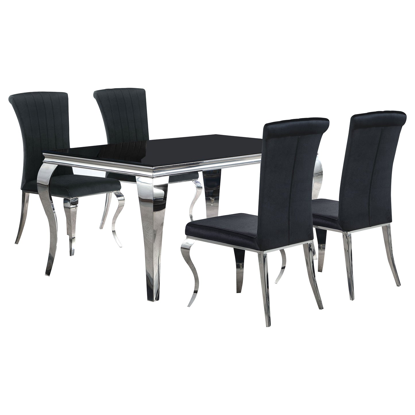 Juego de comedor Carone de 61 pulgadas de vidrio rectangular negro