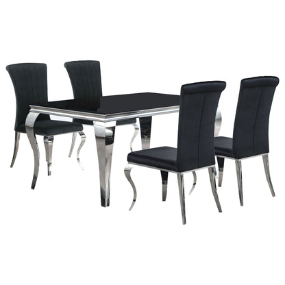 Juego de comedor Carone de 61 pulgadas de vidrio rectangular negro