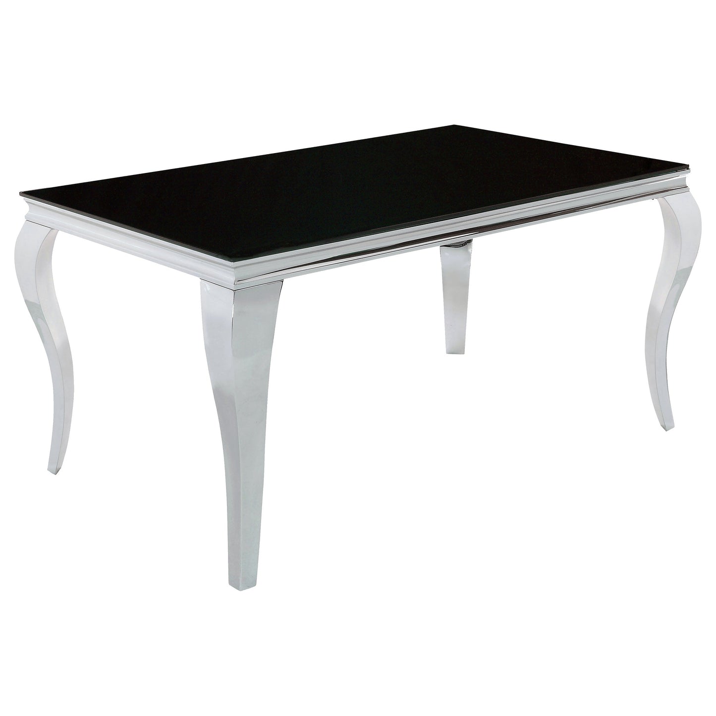 Mesa de comedor rectangular Carone de 61 pulgadas con tapa de vidrio, color negro