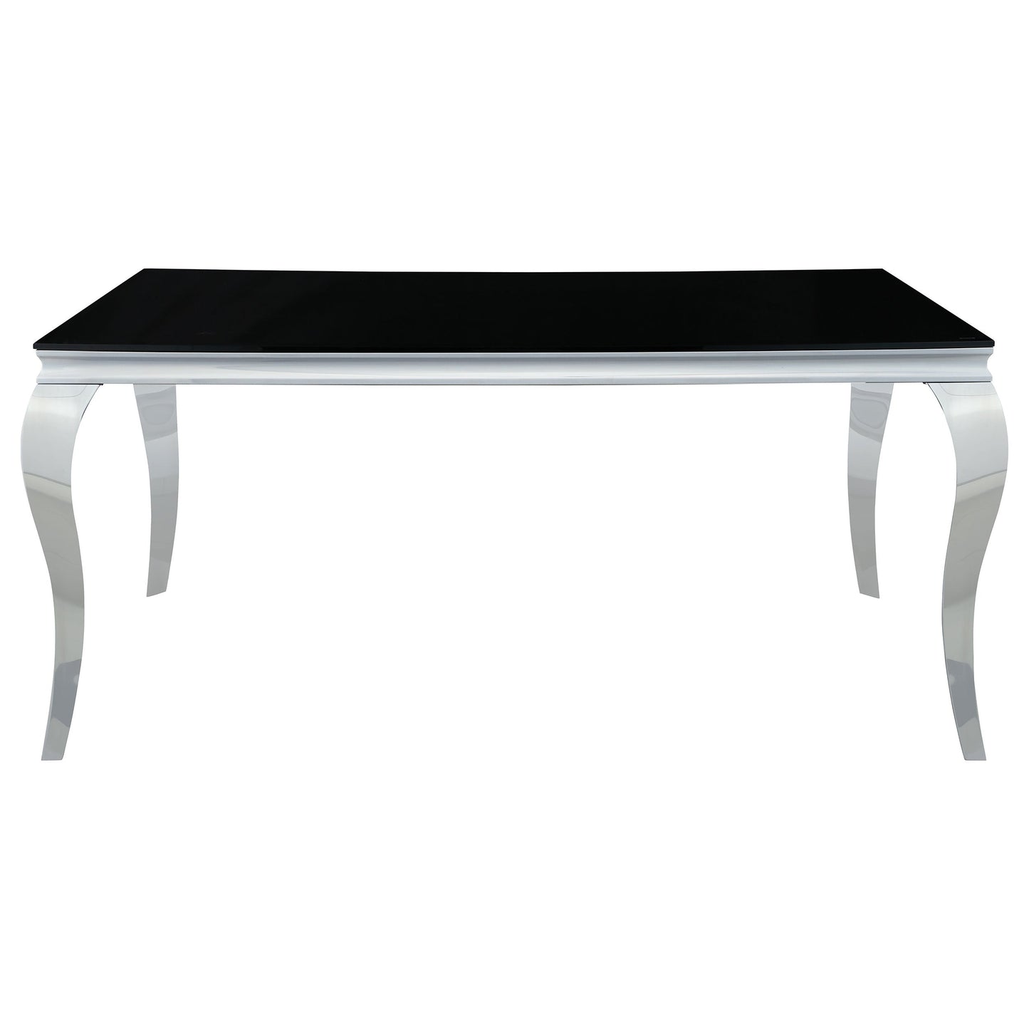 Mesa de comedor rectangular Carone de 61 pulgadas con tapa de vidrio, color negro