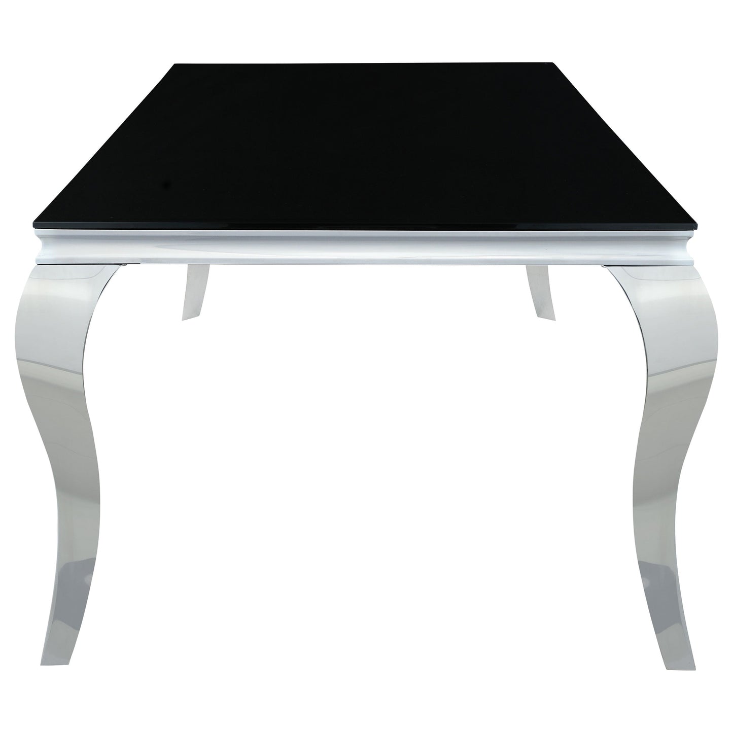 Mesa de comedor rectangular Carone de 61 pulgadas con tapa de vidrio, color negro