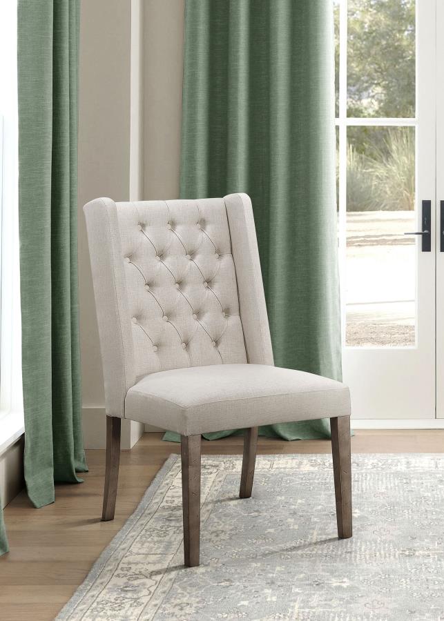silla Bexley Fabric Upholstered Dining Side en Beige