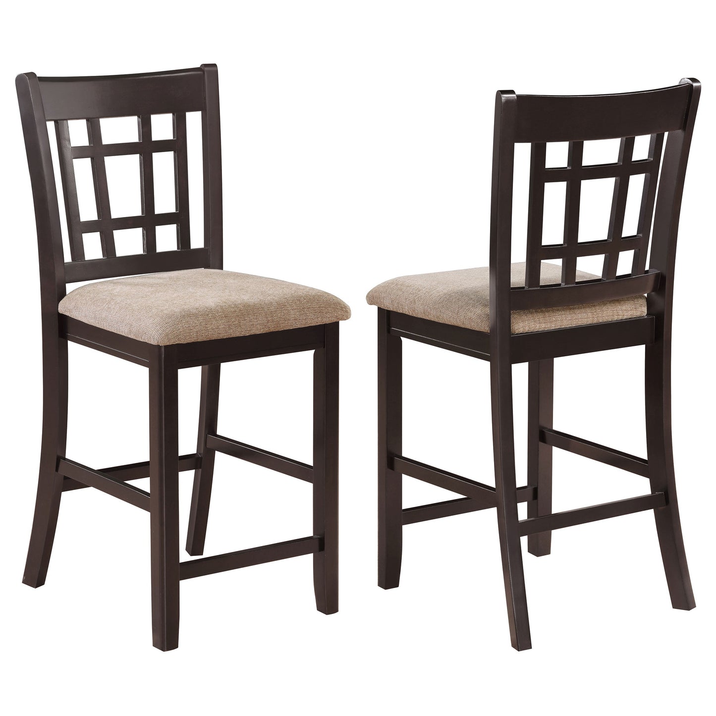 Lavon Wood Counter Chair Tan / Black and Espresso (Set of 2)