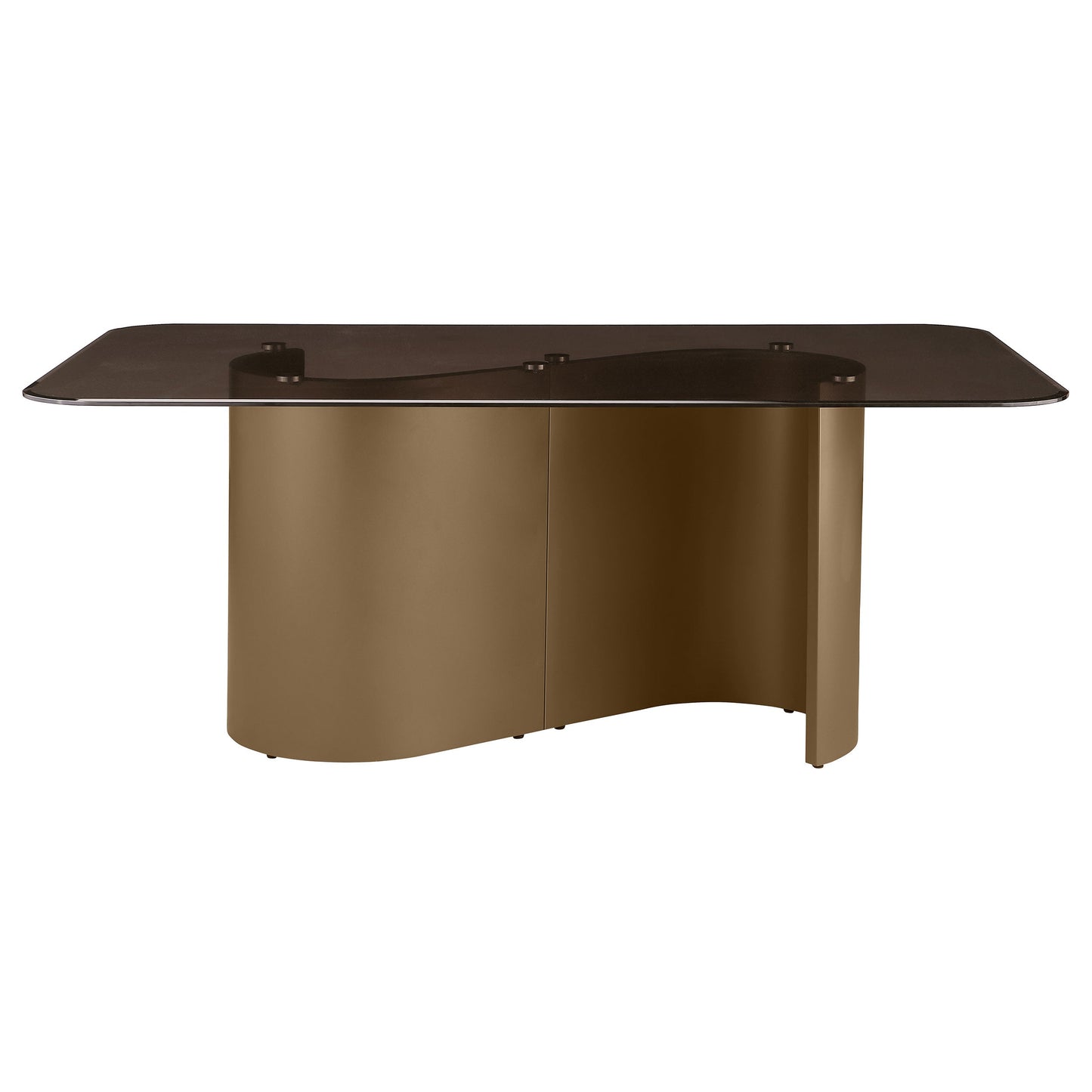 Juego de mesa de comedor Edson rectangular con tapa de vidrio, color bronce