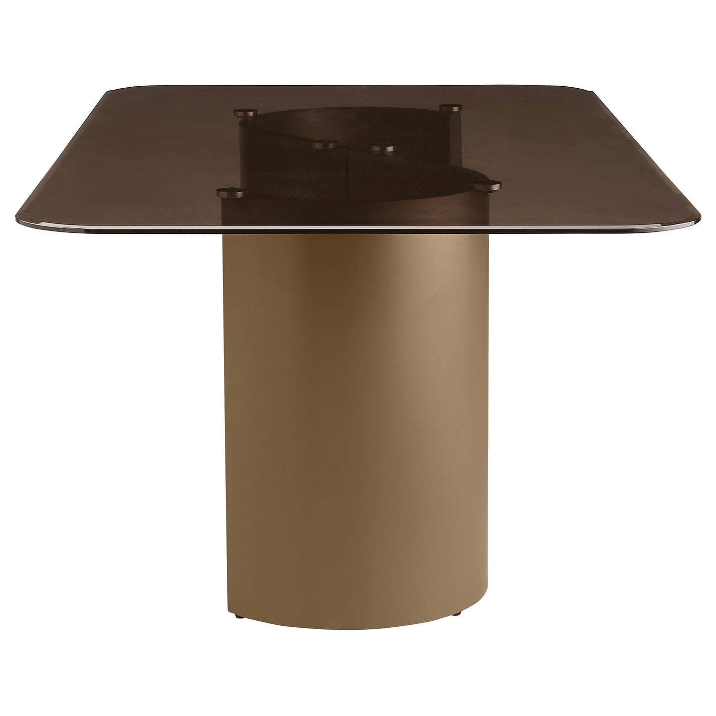 Juego de mesa de comedor Edson rectangular con tapa de vidrio, color bronce