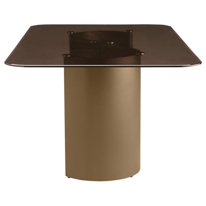 Juego de mesa de comedor Edson rectangular con tapa de vidrio, color bronce