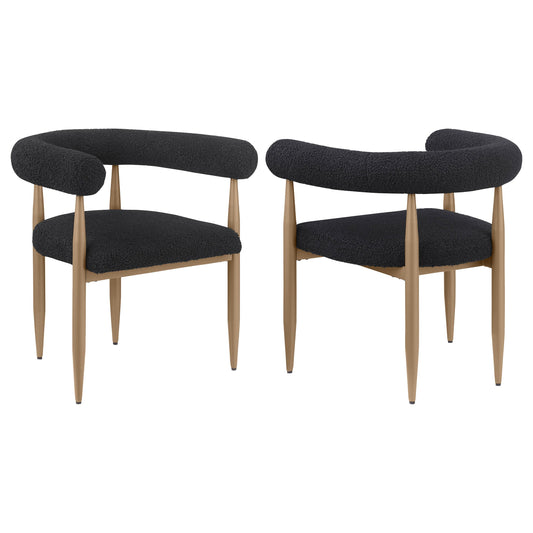 Sillón de comedor tapizado Dunmore Boucle, color negro (juego de 2)