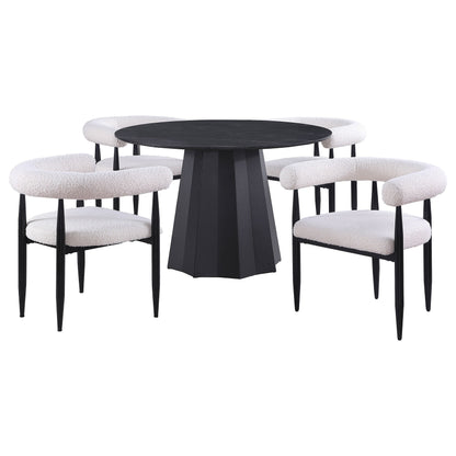 Camden Round Faux Marble Top Dining Table Set Black
