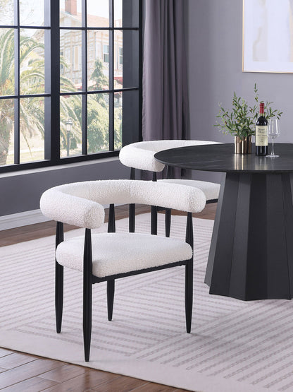Dunmore Boucle Upholstered Dining Arm Chair Black (Set of 2)
