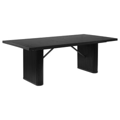Mesa de comedor rectangular de madera Catherine de 84 pulgadas, color negro