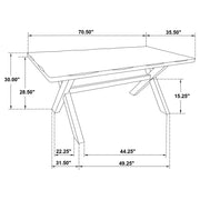 Mesa de comedor rectangular Alston de 71 pulgadas con nudos en color nuez moscada