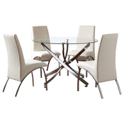 Juego de comedor Beckham con tapa redonda de cristal, cromado y blanco