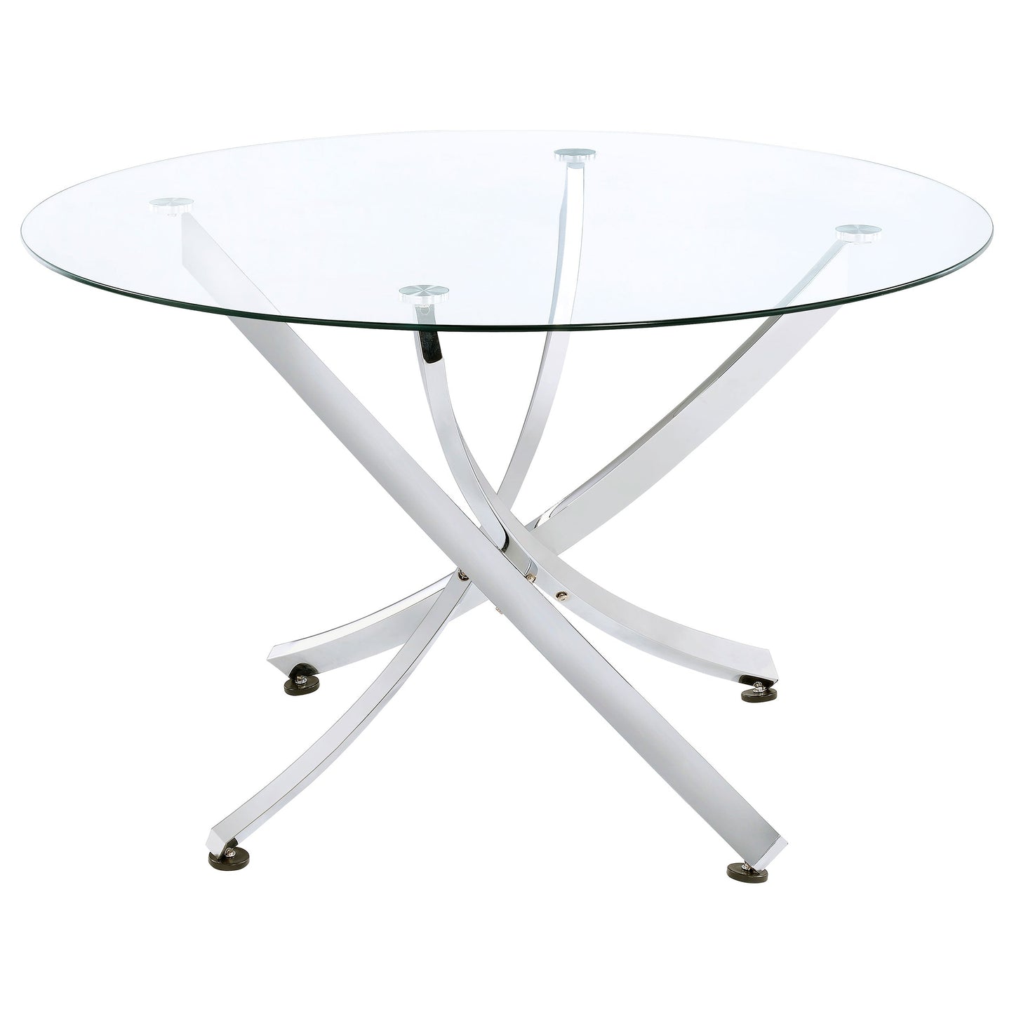 Juego de comedor Beckham con tapa redonda de cristal, cromado y blanco