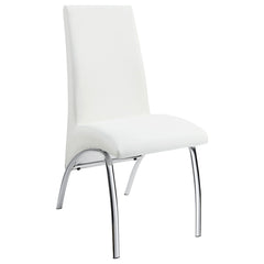 Juego de comedor Beckham con tapa redonda de cristal, cromado y blanco