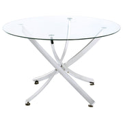Mesa de comedor redonda Beckham de 46 pulgadas con tapa de vidrio y latón