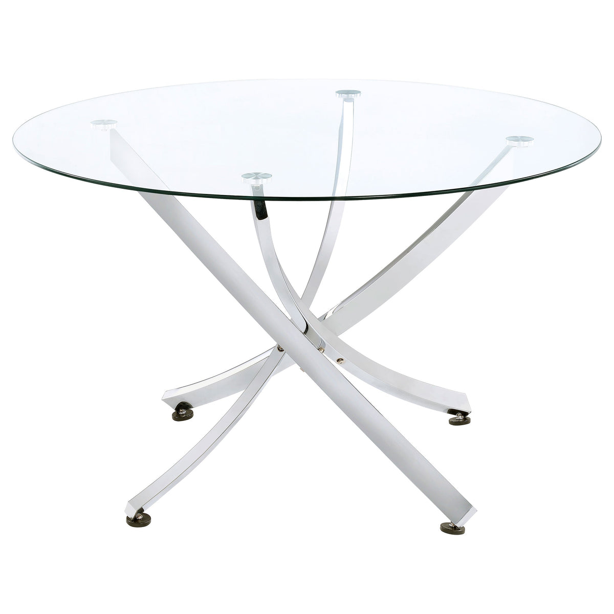 Mesa de comedor redonda Beckham de 46 pulgadas con tapa de vidrio y latón