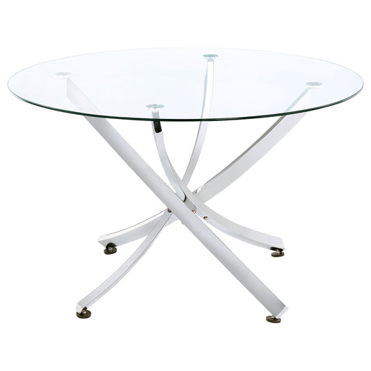 Beckham Round 46-inch Glass Top Dining Table Brass