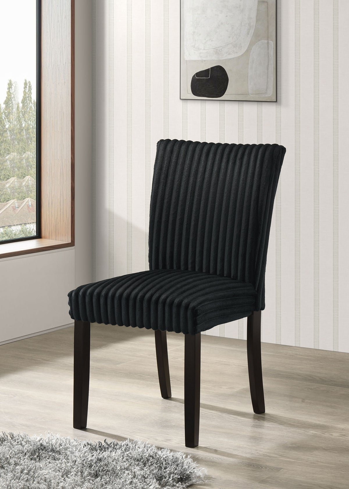 Dermott Upholstered Parson Dining Side Chair Black (Set of 2)