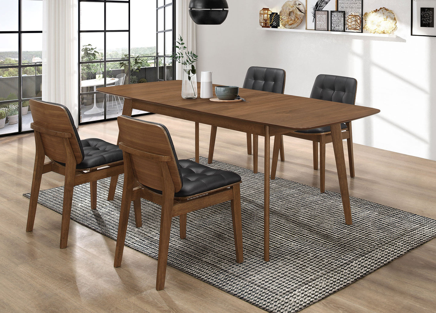 Juego de comedor rectangular Redbridge en nogal natural