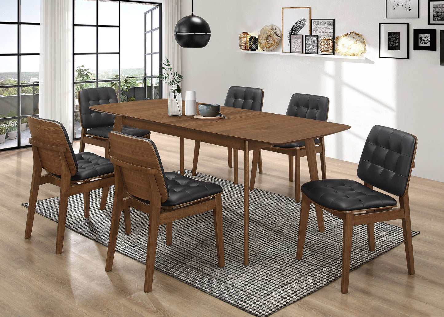 Juego de comedor rectangular Redbridge en nogal natural
