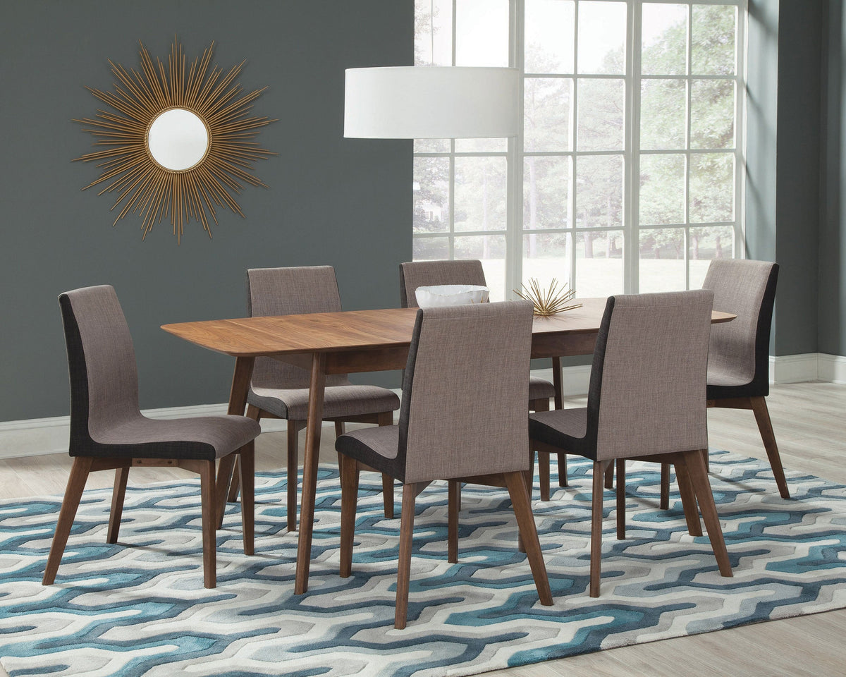 Juego de comedor rectangular Redbridge en nogal natural