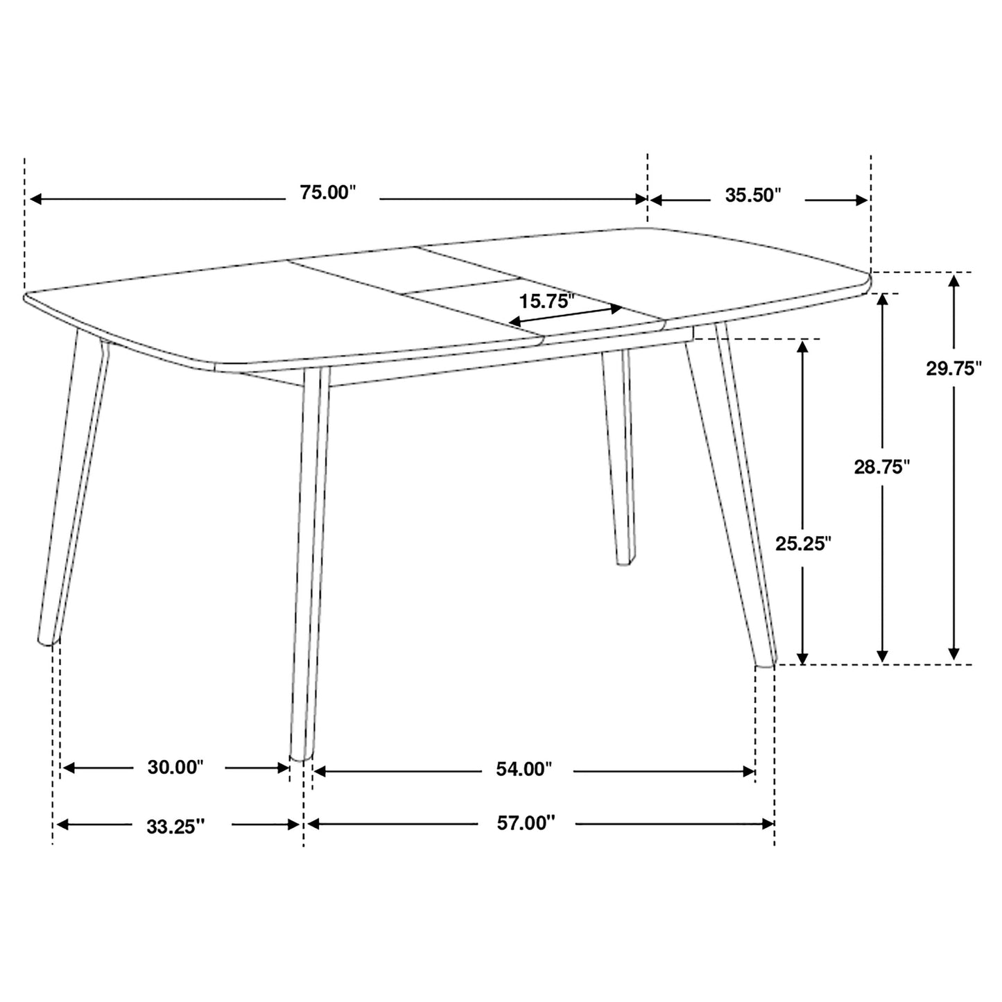 Mesa de comedor extensible Redbridge de 75 pulgadas en nogal natural