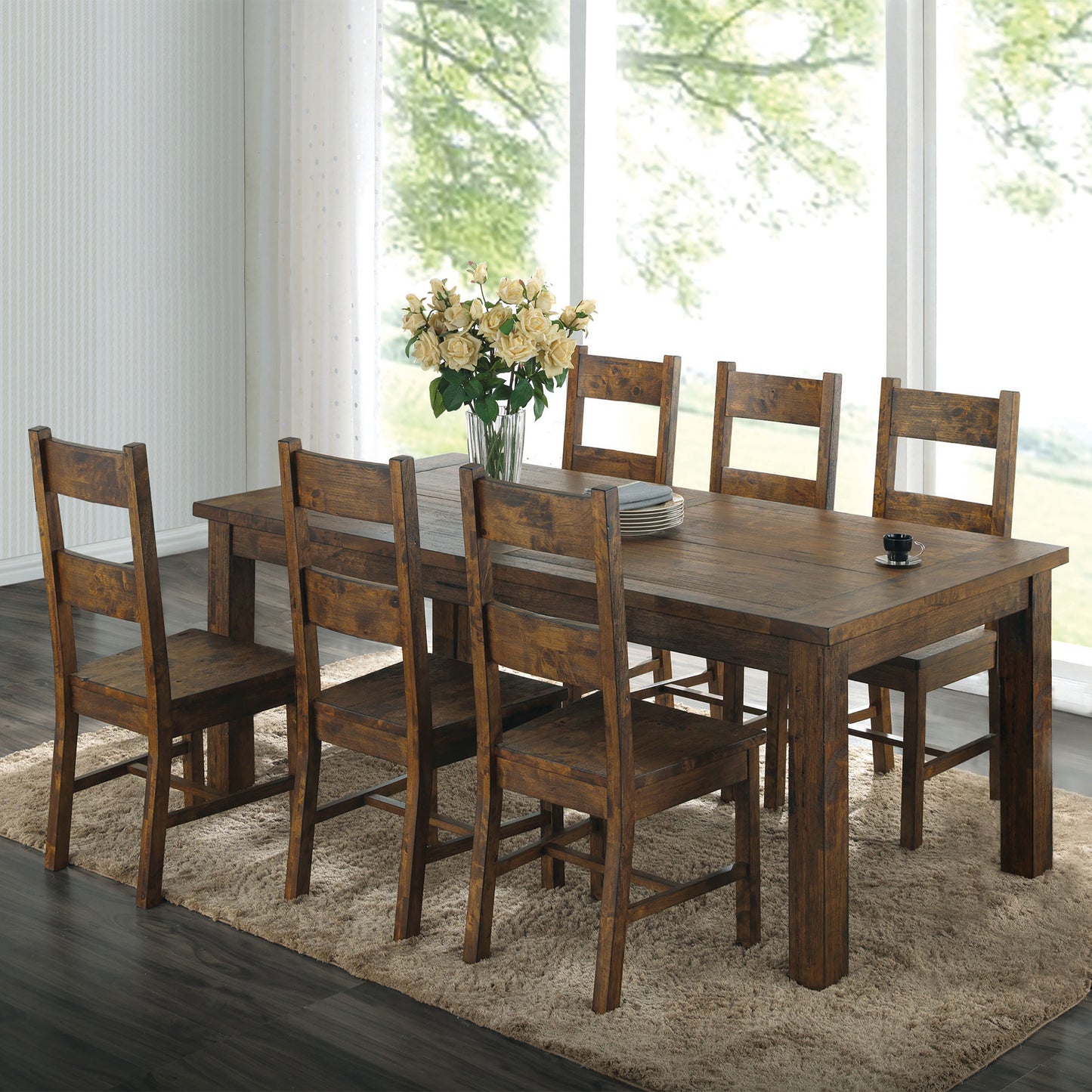 Coleman Rectangular Dining Set Rustic Golden Brown