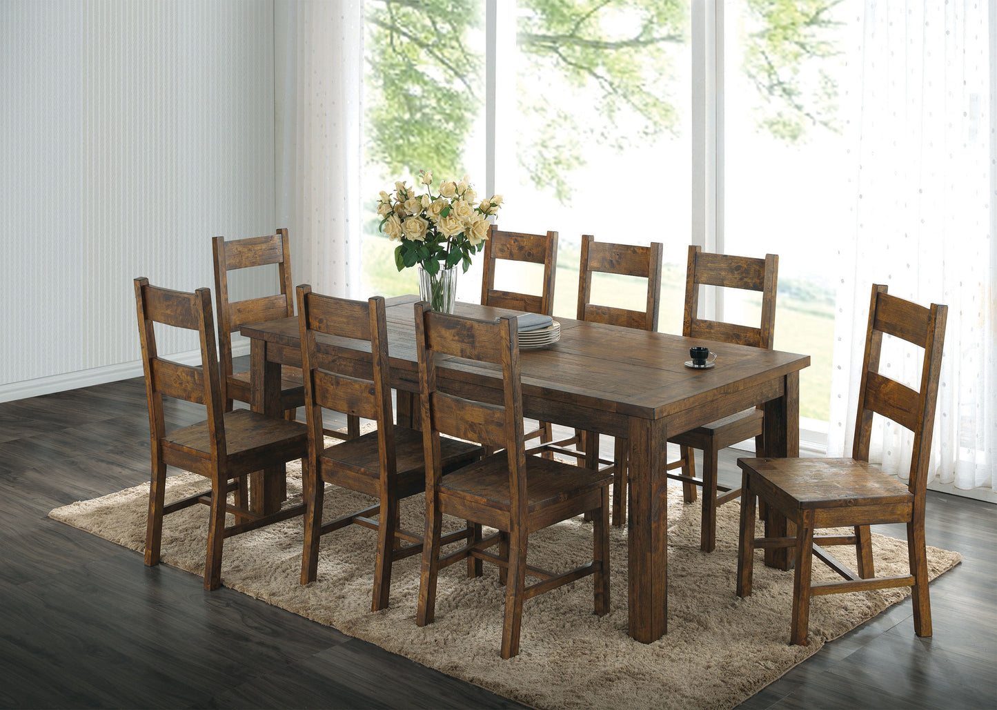 Coleman Rectangular Dining Set Rustic Golden Brown