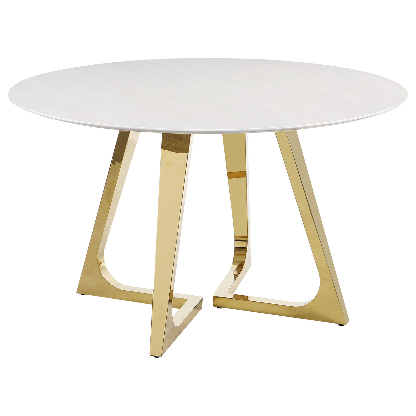 Mesa de comedor redonda de acero inoxidable y mármol Gwynn de 51 pulgadas, color dorado