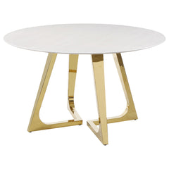 Mesa de comedor redonda de acero inoxidable y mármol Gwynn de 51 pulgadas, color dorado