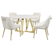 Mesa de comedor redonda de acero inoxidable y mármol Gwynn de 51 pulgadas, color dorado