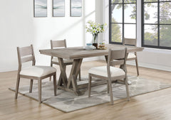 Juego de mesa de comedor rectangular Cornelia gris costero