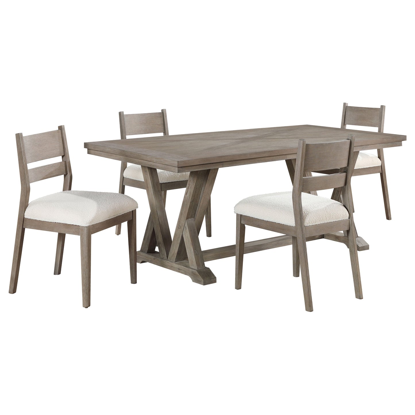 Juego de mesa de comedor rectangular Cornelia gris costero