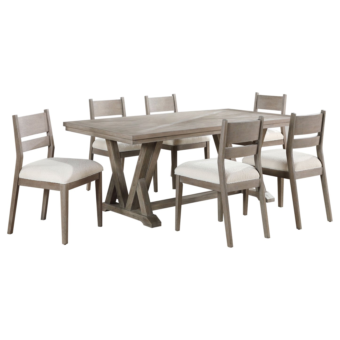 Juego de mesa de comedor rectangular Cornelia gris costero