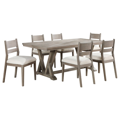 Juego de mesa de comedor rectangular Cornelia gris costero