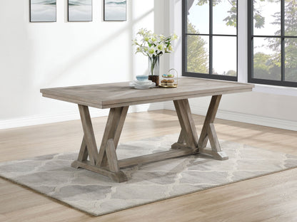 Mesa de comedor rectangular Cornelia de 82 pulgadas, gris costero