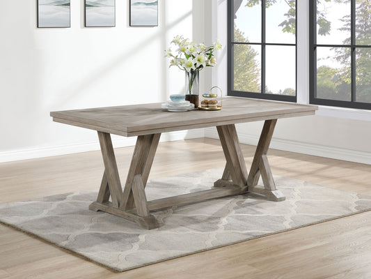 Mesa de comedor rectangular Cornelia de 82 pulgadas, gris costero