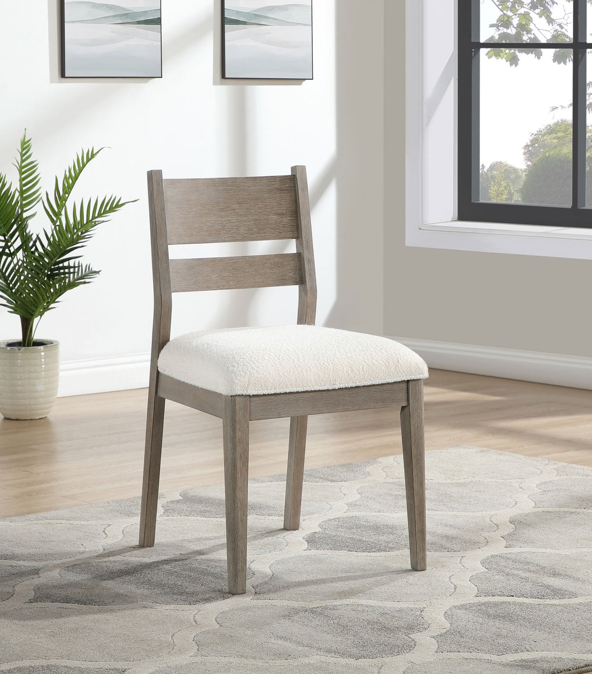 Silla de comedor de madera Cornelia, color gris costero (juego de 2)