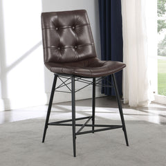 Silla de mostrador Aiken tapizada con mechones, color marrón (juego de 2)
