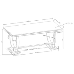 Mesa de comedor rectangular Antoine de 95 pulgadas con tapa de vidrio, color negro