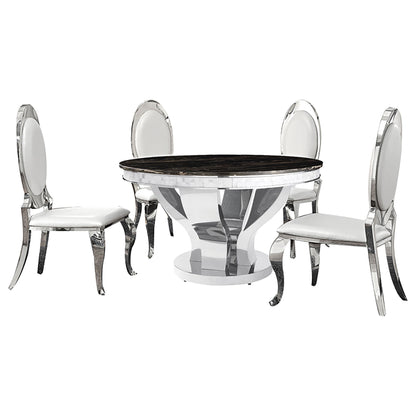 Anchorage Round Stainless Steel Dining Set Chrome