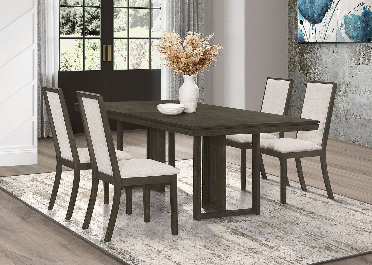 Juego de mesa de comedor rectangular Kelly gris oscuro