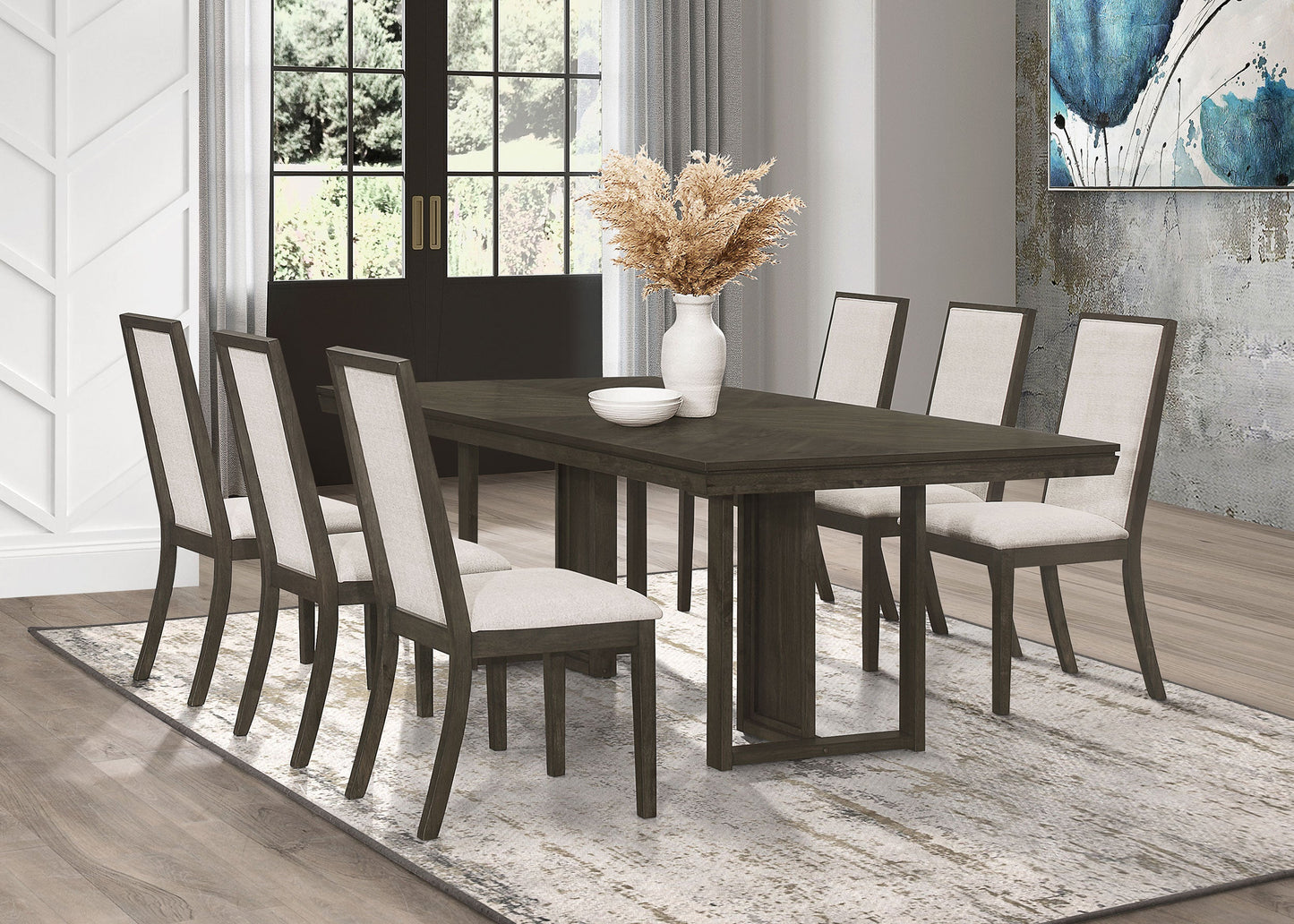 Juego de mesa de comedor rectangular Kelly gris oscuro
