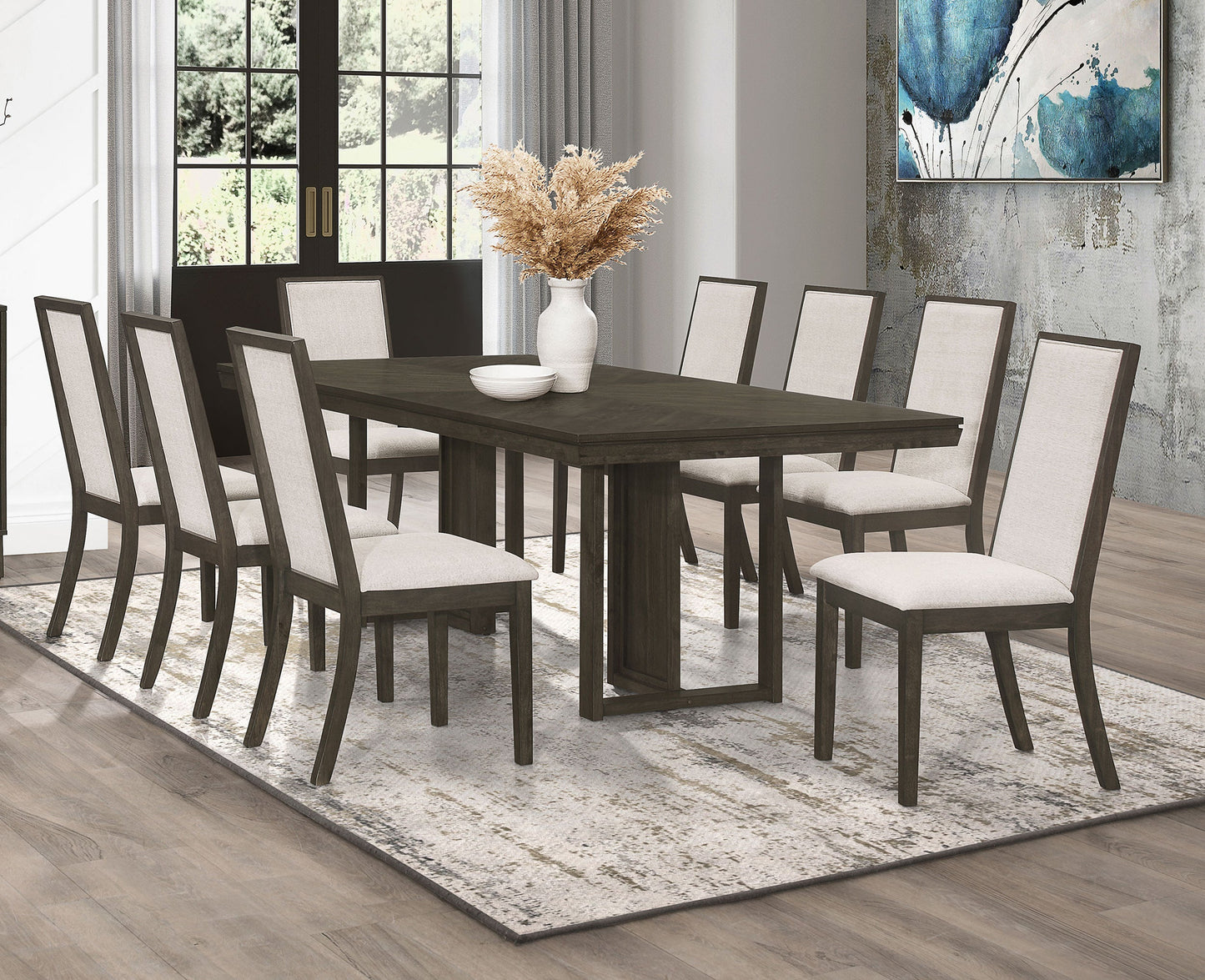 Juego de mesa de comedor rectangular Kelly gris oscuro