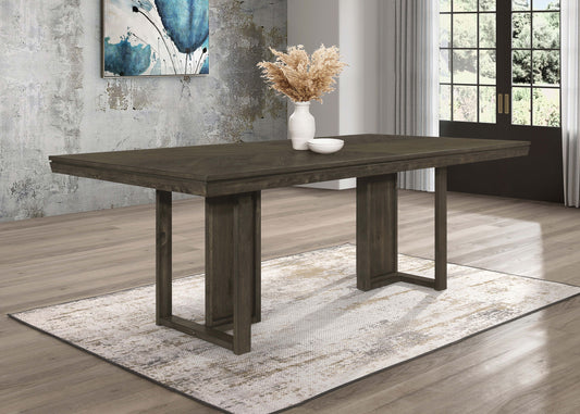 Mesa de comedor rectangular Kelly de madera de 87 pulgadas, color gris oscuro