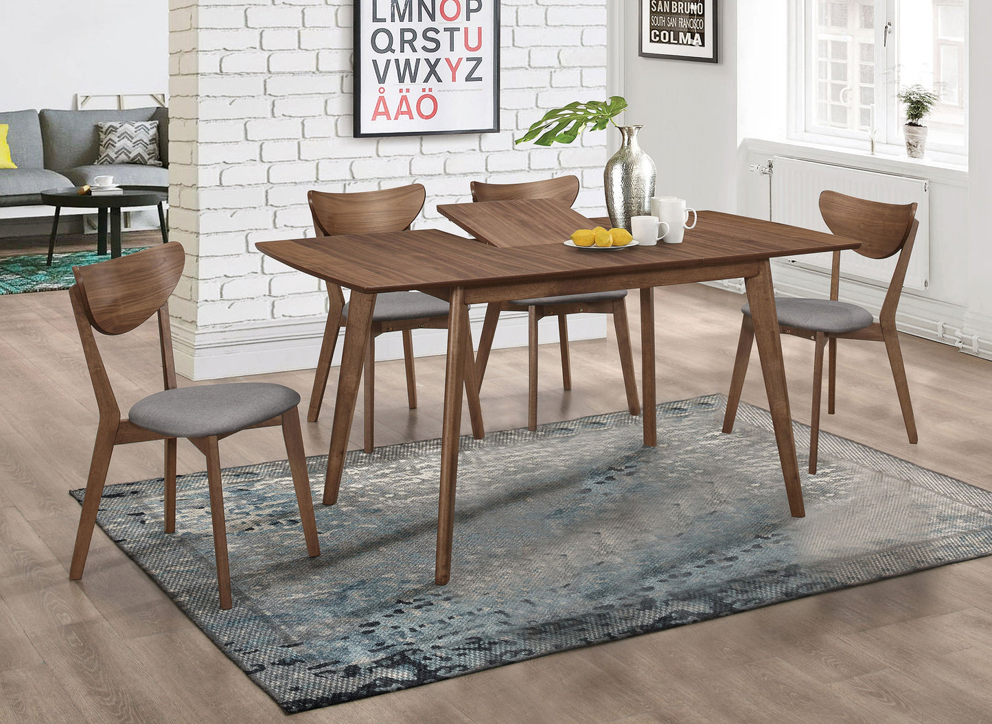 Alfredo Butterfly Leaf Dining Set Natural Walnut